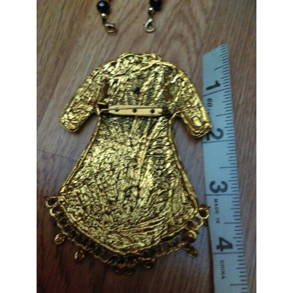 Double Purpose Big Traditional Dress Pendant Statement Necklace & Pin Beaded - Picture 7 of 12